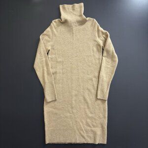 Rachel Zoe Tan Rib Knit Turtleneck Sweater Dress Midi Sweater